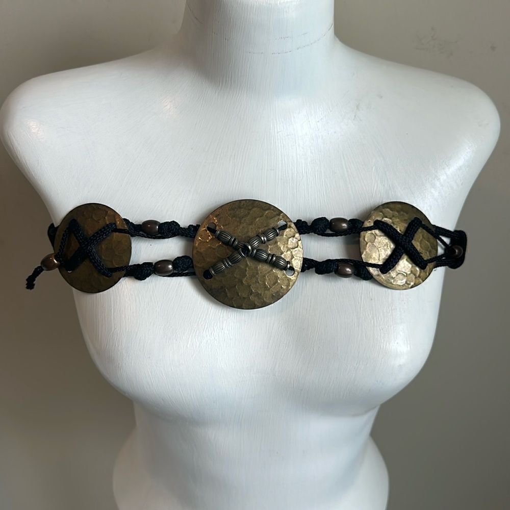 Vintage Metal/Bead/Bungee Belt Accessory 30” M - Picture 1 of 5